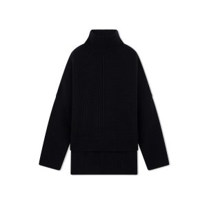 Tom Ford Soft Cashmere Rib Asymmetric Stickat Dam Svarta | 265JHWRPQ