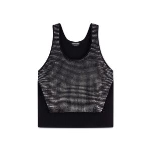 Tom Ford Sparkle Cashmere Asymmetric Tank Blast Dam Svarta | 291PTILXA