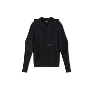 Tom Ford Stretch Cashmere Rib Hooded Stickat Dam Svarta | 302NOJECU