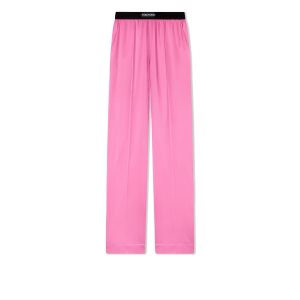 Tom Ford Stretch Silk Satin Morgonrock Dam Rosa | 026EIWSDN