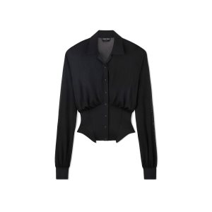 Tom Ford Stretch Slinky Viscose Corset Shirt Blast Dam Svarta | 485DAOLQK