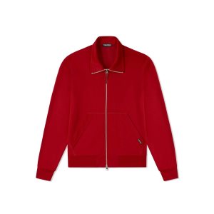 Tom Ford Technical Bomull Zip Through Stickat Herr Poppy | 257DXBGSL