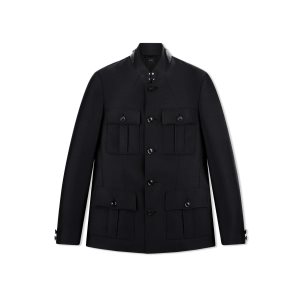 Tom Ford Ull Silk Serge Military Jacket Ytterkläder Herr Svarta | 253YAPQKG