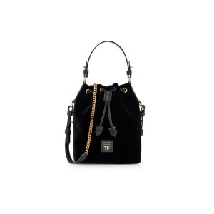 Tom Ford Velvet Disco Small Bucket On Chain Crossbody Väska Dam Svarta | 851SURGQW