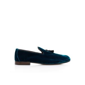 Tom Ford Velvet Nicolas Tofflor Loafers Herr Petrol | 281SAIYKH