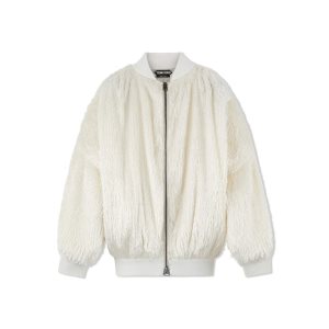 Tom Ford Viscose 'Fur' Bomber Ytterkläder Dam Chalk | 459URVSHP