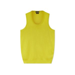 Tom Ford Viscose Mesh Vest Stickat Herr Citron | 253BINDJS