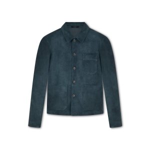 Tom Ford Washed Heathered Mocka Chore Jacket Ytterkläder Herr Petrol | 436YRZLOS