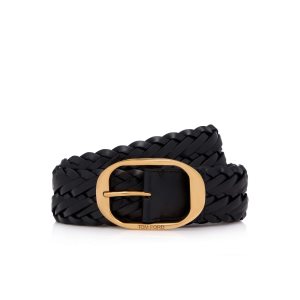 Tom Ford Woven Läder Oval Bälte Herr Svarta | 849DIKMPB