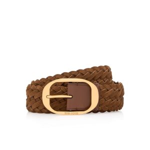 Tom Ford Woven Mocka Oval Bälte Herr Bruna | 905SDMFAL