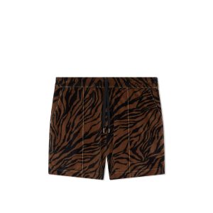 Tom Ford Zebra Print Velour Shorts Byxor Herr Bruna Svarta | 087ETLRUB