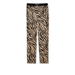 Tom Ford Zebra Printed Silk Morgonrock Dam Svarta Beige | 814VRQLKI